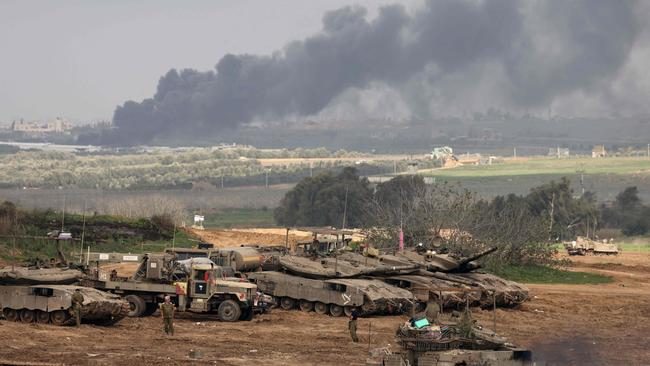 Israeli soldiers near the border with the Gaza Strip. Picture: AFP