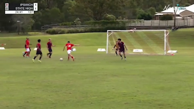 Ipswich Grammar's Emmett Shaw scoring for his side in round four