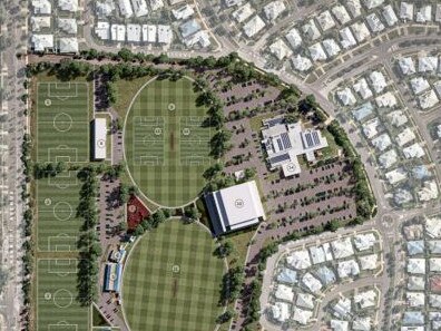 A secret report contains a proposed masterplan for the Tracy Village Social and Sports Club, which recommends three soccer pitches. Picture: DNS Specialist Services