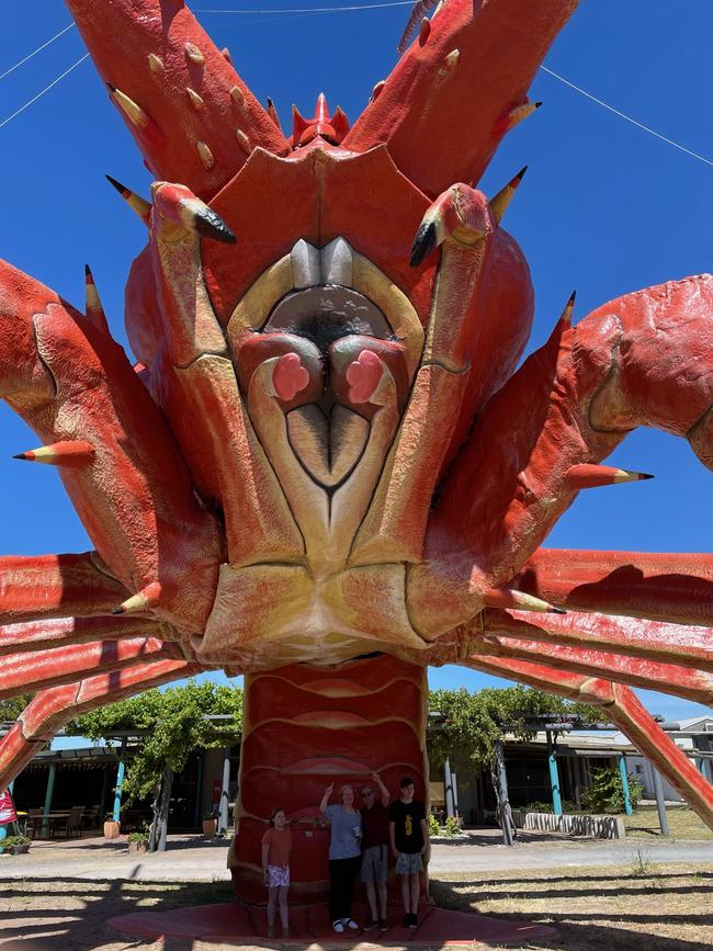 Rachel Healy discovers the Big Lobster at Kingston South East, on holiday with her family at Robe. Picture: Supplied by Rachel Healy