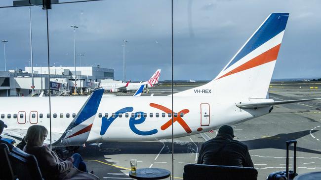 SYDNEY, AUSTRALIA. NewsWire Photos.July 30, 2024.Generics of Rex airlines at Sydney domestic airport. The Australian airline is forced into a trading halt amid questions about the airlineÃs future.Picture: NewsWire / Jeremy Piper