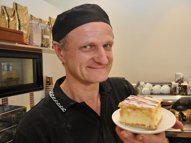 Kurt Bucher of Kurt’s Cakes was named an NT finalist for best vanilla slices. Picture: Conor Byrne