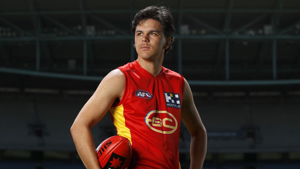 The Suns will be patient with prized draftee Elijah Hollands as he recovers from a serious knee injury. Picture: Dylan Burns/AFL Photos via Getty Images