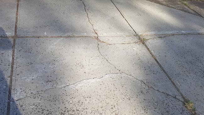 A cracked footpath on Woodburn Cres, Meadow Heights where Ms Karabiyik tripped last year.