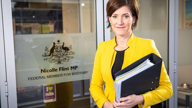 Nicolle Flint MP, federal member for Boothby, at her office in Marion SA, talks about the federal election campaign against her.