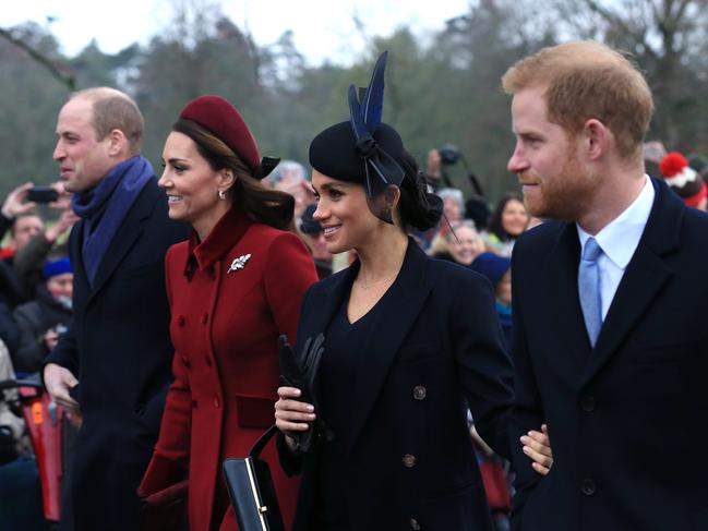 The so-called “fab four” at the Christmas Day church service in Sandringham. Picture: Getty 