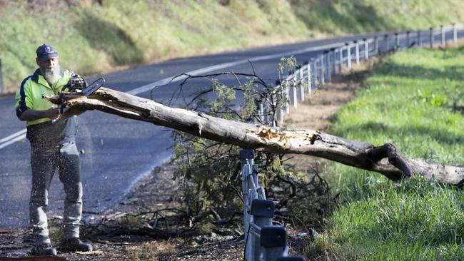 Clean up after storm damage on Wilmot Road near Forth. PICTURE CHRIS KIDD