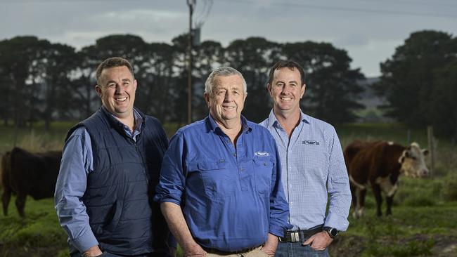 Scott Endersby (L) and Clinton Endersby (R), with their dad Kym Endersby (centre). The two brothers are following the family legacy in Mount Compass, where they’ve started ProStock. Picture: Matt Loxton