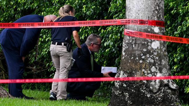 Law enforcement officers work at the crime scene in Florida. Picture: Chandan Khanna/AFP