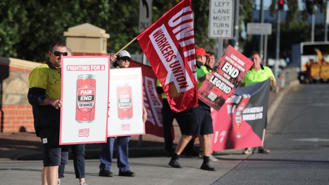 Protesters at the West End Brewery in late November.