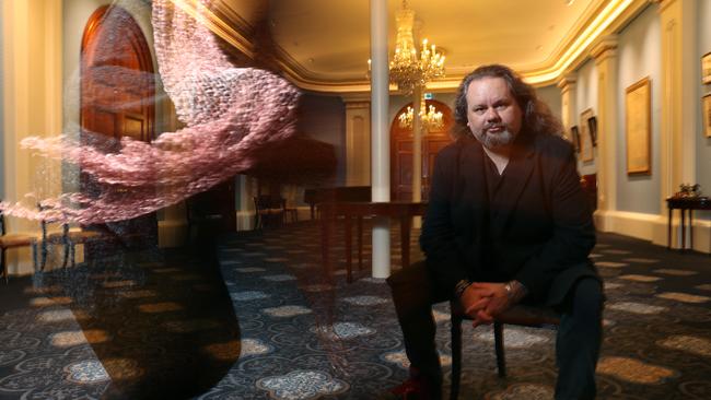 Allen and Karen Tiller, paranormal investigators, in The Queen Victoria Room at the Adelaide Town Hall. The Room is linked to a bizarre claim it was haunted by Adelaide of Saxe-Meiningen, our city’s namesake. Picture: Dean Martin