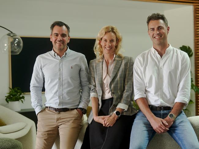 Visibuild co-founder and chief executive Damien Quinn, Skip Capital founder Kim Jackson and Visibuild director Ryan Treweek