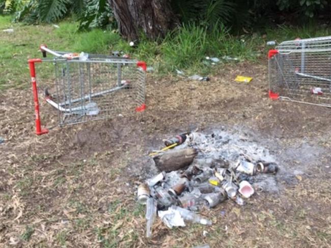 Rubbish left over at Reedy Creek Park in Yamba.