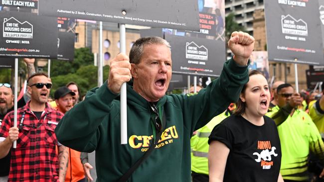 BRISBANE, AUSTRALIA - NewsWire Photos - AUGUST 17, 2023.CFMEU Queensland head Michael Ravbar during a CFMEU workersÃ union march to the Brisbane Convention Centre where the ALPÃs national conference is taking place.Picture: Dan Peled / NCA NewsWire