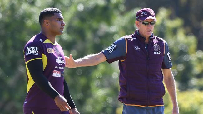 Pangai Junior visited the Knights during the week. AAP Image/Dave Hunt.