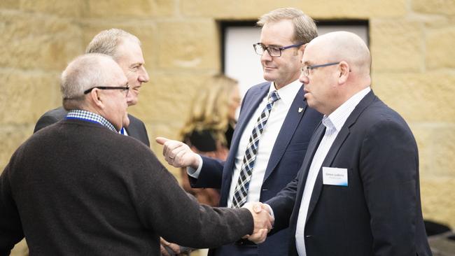 Health Minister Michael Ferguson and Australasian College for Emergency Medicine president Simon Judkins co-hosted the access solutions meeting. Picture: RICHARD JUPE