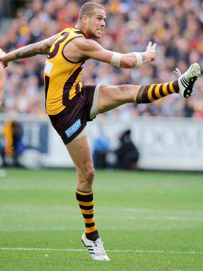 Buddy booted a heap of goals for the Hawks before flying north. Pic: George Salpigtidis