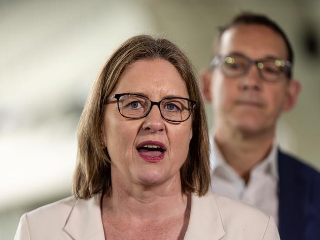 MELBOURNE, AUSTRALIA - NewsWire Photos - 18 AUGUST, 2024: Victorian Premier Jacinta Allan speaks to the media during a press conference at the MCG.  Picture: NewsWire / Diego Fedele