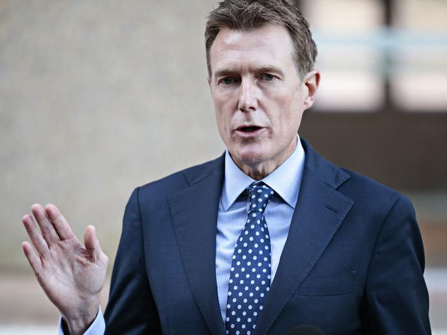 SYDNEY, AUSTRALIA- News Wire photos MAY 31 2021- Christian Porter speaking to the media at the Queens Square Supreme Court in Sydney. Picture: NCA NewsWire / Adam Yip