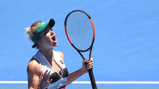 Ukraine's Elina Svitolina reacts after a point against China's Zhang Shuai. Picture: AFP