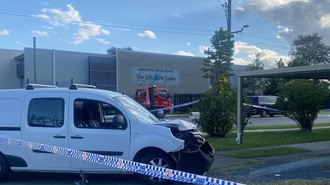 A smashed van outside the home on Moon St. Picture: Samantha Scott