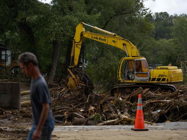 Clean up has started in Old Fort, North Carolina, following the destruction of Hurricane Helene. Picture: AFP