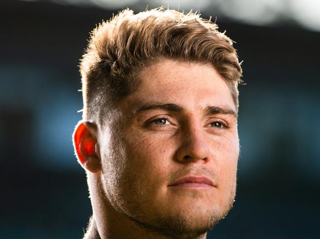 A supplied image obtained on Wednesday, July 17, 2019, of Australian Wallabies recruit James O'Connor as he poses for a photograph (AAP Image/Supplied, AU Media, Stuart Walmsley) NO ARCHIVING