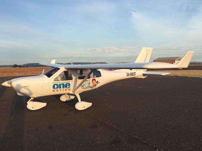 The plane that James Ashby and Pauline Hanson use to travel in. Picture: Supplied