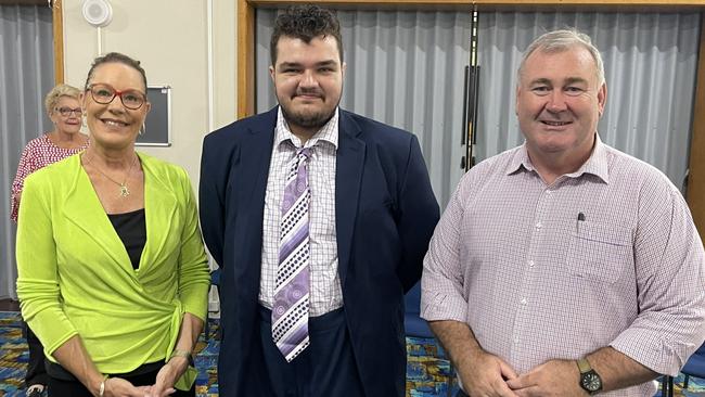 Challenger Levi Horvath (middle) took top spot on the mayoral ballot paper, followed by Helen Blackburn (left) and incumbent mayor Jack Dempsey.