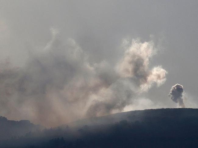 Smoke billows following Israeli bombardment on the Lebanese village of Markaba. Picture: AFP