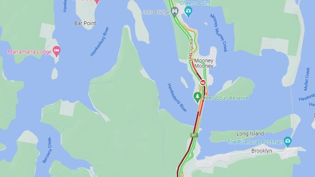 Multiple crashes on the Hawkesbury River Bridge at Mooney Mooney caused early traffic chaos on Sunday morning. Picture: Live Traffic NSW.