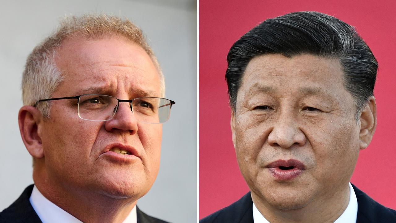 Scott Morrison and Xi Jinping. Pictures: AFP