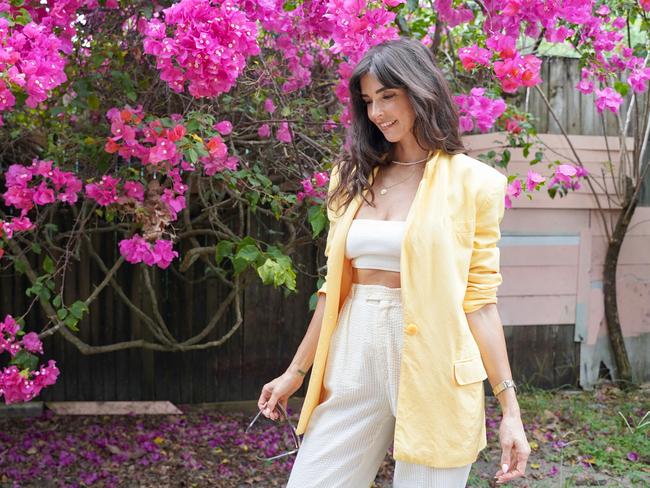 Tilly wearing vintage Esprit pants, Ted Lapidus sunglasses, vintage yellow blazer. Picture: Katrina Lezaic