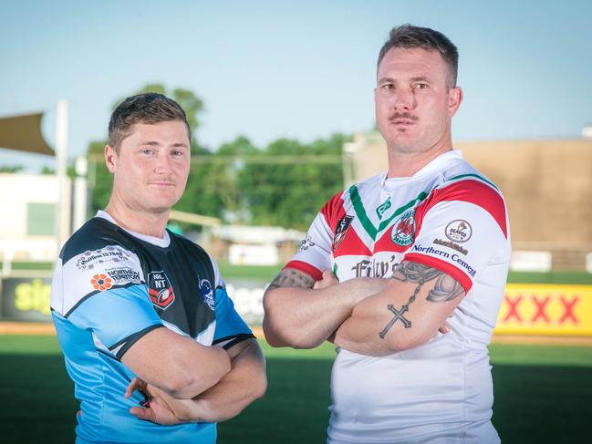 Nightcliff held off fierce competition from Sharks in the opening round with new recruit and captain Brent Crisp (right) pivotal. Picture: Glenn Campbell