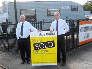 Right: Alan Gray and Len Greedy of Ray White Commercial Caloundra at the 25 Caloundra Rd site.