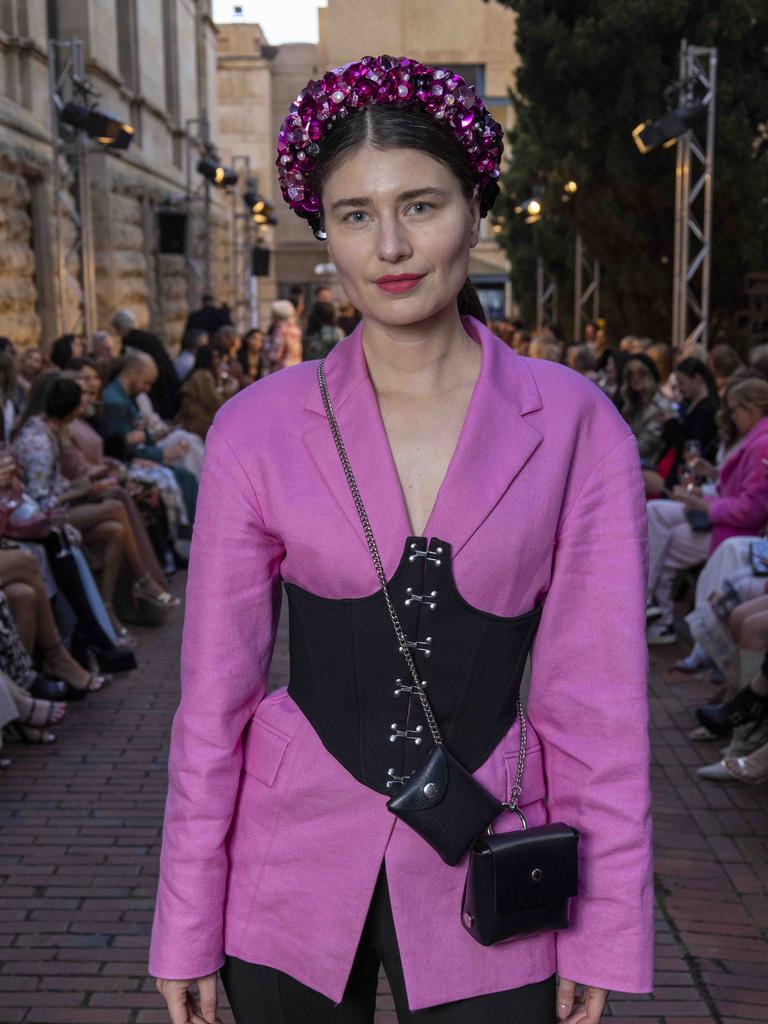 Katya Komarova at the Adelaide Art Gallery, Adelaide Fashion Week. Picture: Kelly Barnes