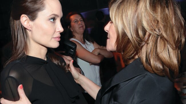 Angelina Jolie has a chilly encounter studio head Amy Pascal.