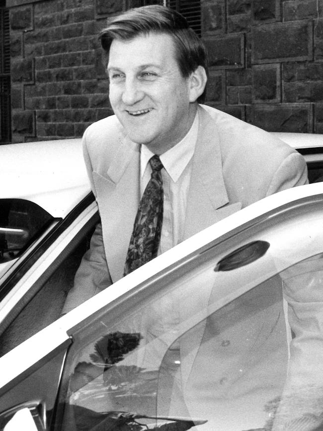 Premier Jeff Kennett leaves parliament after a marathon sitting in 1992.