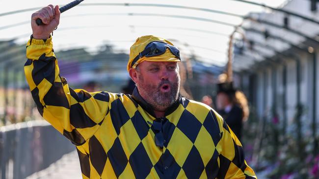 A racegoer gets into the spirit at Flemington. Picture: Getty Images