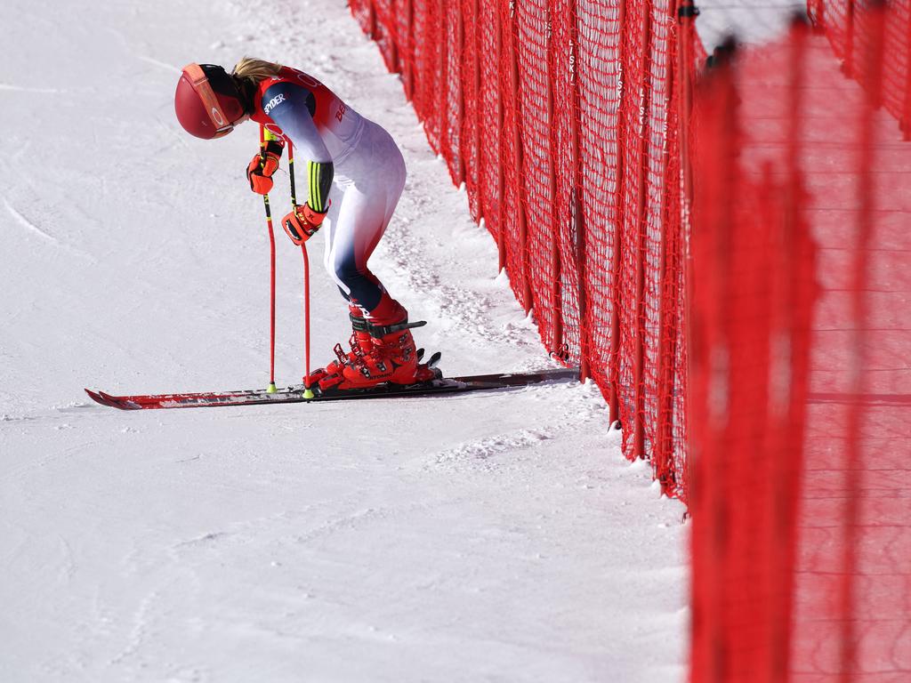 Mikaela Shiffrin felt ‘a lot of disappointment’ after her second crash out of the Games. Picture: Adam Pretty/Getty Images