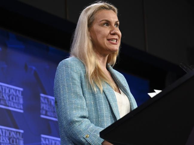 CANBERRA, AUSTRALIA, NewsWire Photos. APRIL 8, 2024: Kadri Simson, European Commissioner for Energy addresses the National Press Club on "How the EU overcame the energy crisis and the next steps in its energy and industrial transition" at the National Press Club of Australia in Canberra. Picture: NCA NewsWire / Martin Ollman