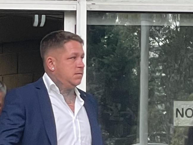 Shaun Prakisch leaving Gosford Local Court where he has pleaded guilty to using Snapchat to solicit nude pictures from an underage girl. Picture: NewsLocal