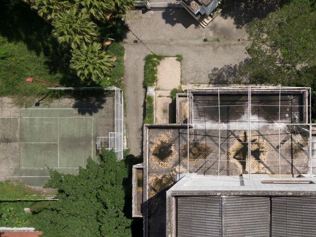 Aerial picture released by Goez Films taken on November 29, 2018 showing the concrete Monaco building which was once home to Colombian drug lord Pablo Escobar. Picture: AFP