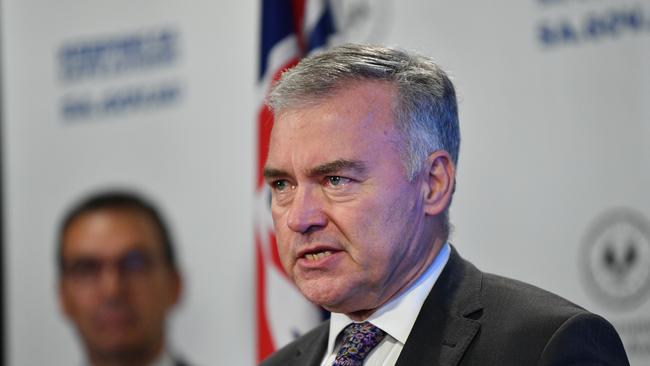 South Australian Health Minister Stephen Wade speaks to the media in Adelaide. Picture: AAP/David Mariuz