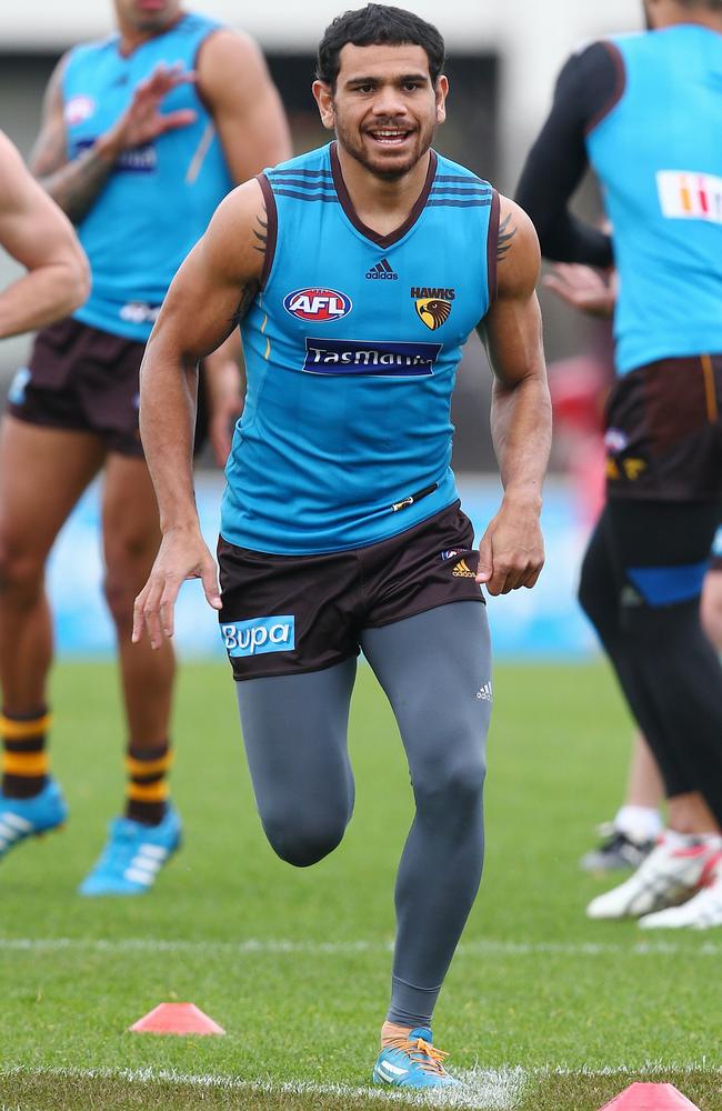 Cyril Rioli goes through his paces at training. Picture: Michael Klein.