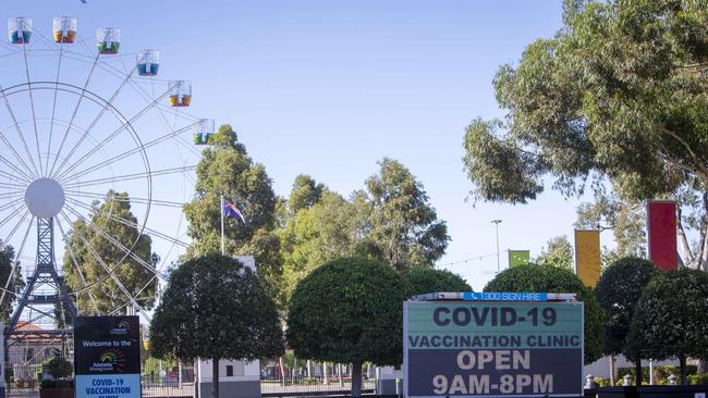 The Adelaide Showgrounds Covid-19 Vaccination Clinic. Picture: NCA NewsWire / Emma Brasier