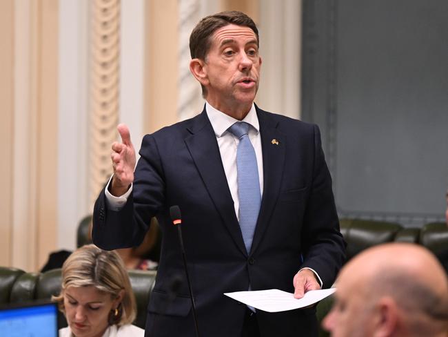 Deputy premier Cameron Dick speaking at Question Time. Picture: Lyndon Mechielsen