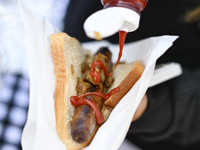 Democracy sausage at Lyneham Primary School in Canberra Picture: Martin Ollman