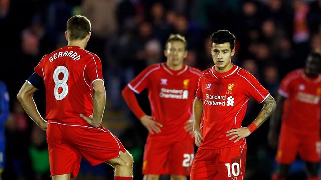 Steven Gerrard (L) and Philippe Coutinho (R) in 2015.