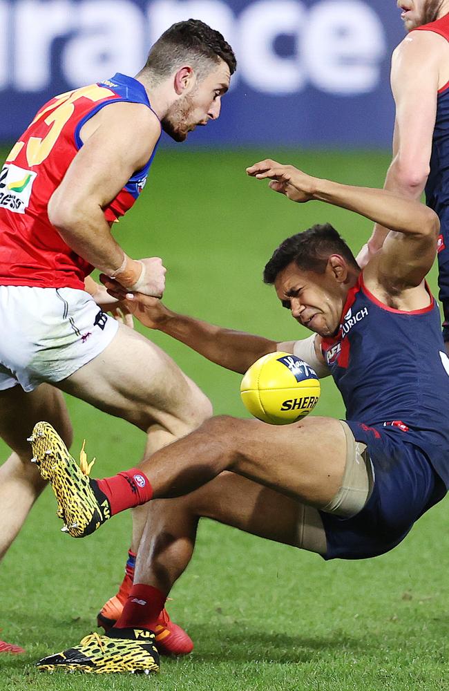 Daniel McStay was banned for this hit on Neville Jetta. Picture: Michael Klein